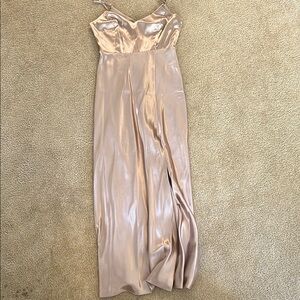 Elegant Satin Evening Gown - Champagne